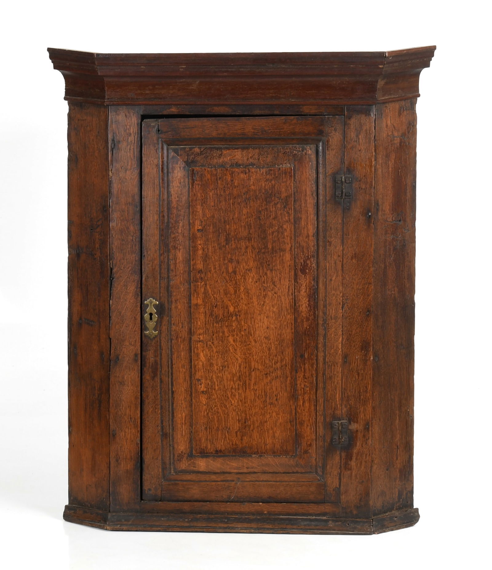 George III Oak and Mahogany Hanging Corner Cupboard, Late 18th Century (1 of 8)