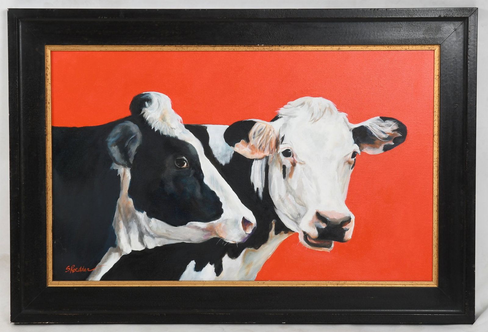 Sue Roedder (American 20th century) Oil on Canvas: Sue Roedder (American 20th century) Oil on Canvas "The Gossips", signed at the lower left. Dimensions: 22in x 36in, the frame 29 1/2in x 43 1/2in. Provenance: