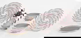 A Group of Wedgwood Jasperware, Lilac: A Group of Wedgwood Jasperware, Lilac Comprising: two 20th century decorative plates with central scenes, one of Aurora the other of muses watering Pegasus each with concentric decorat