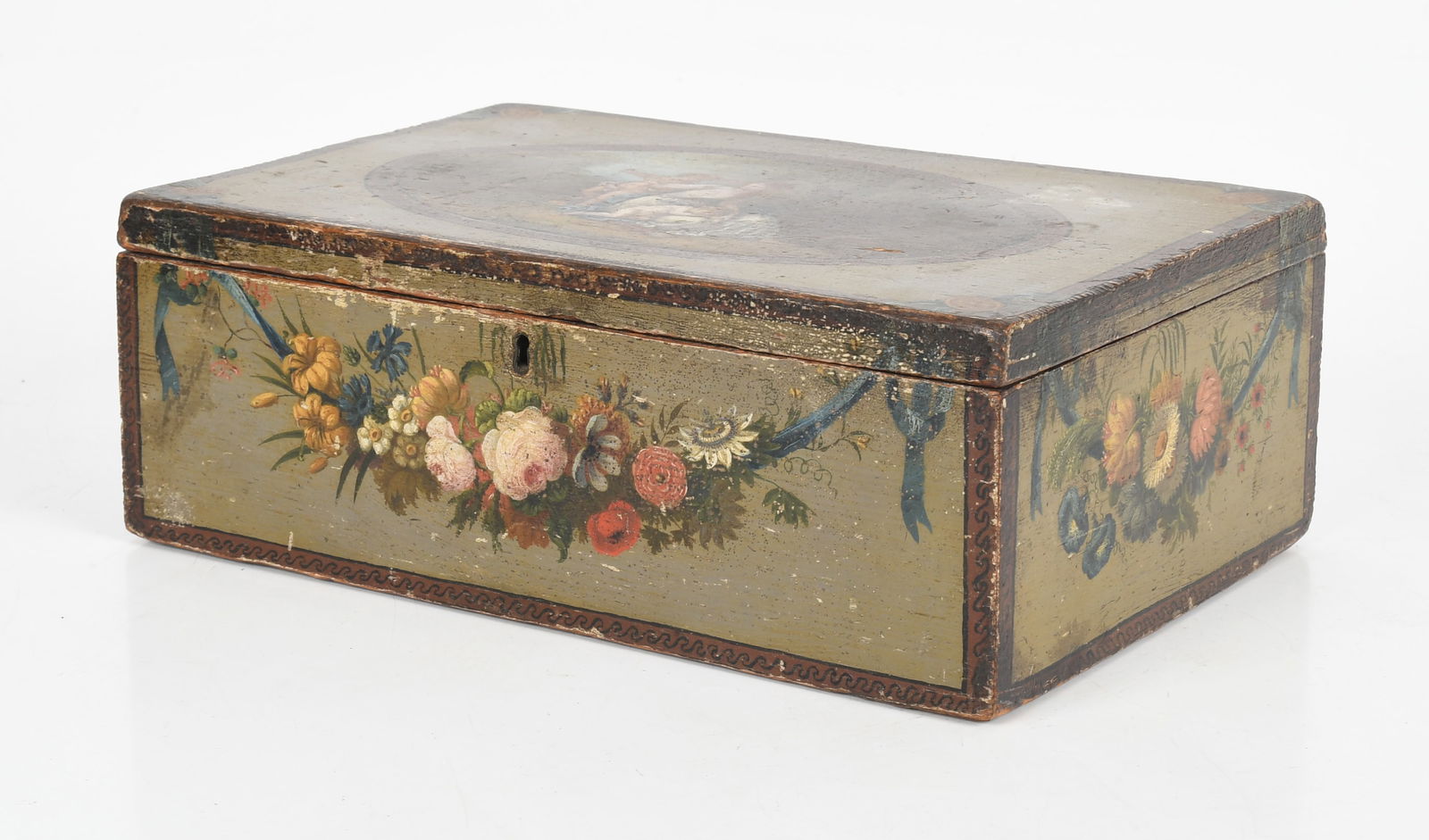 Regency Paint Decorated Table Box, Early 19th Century (1 of 8)