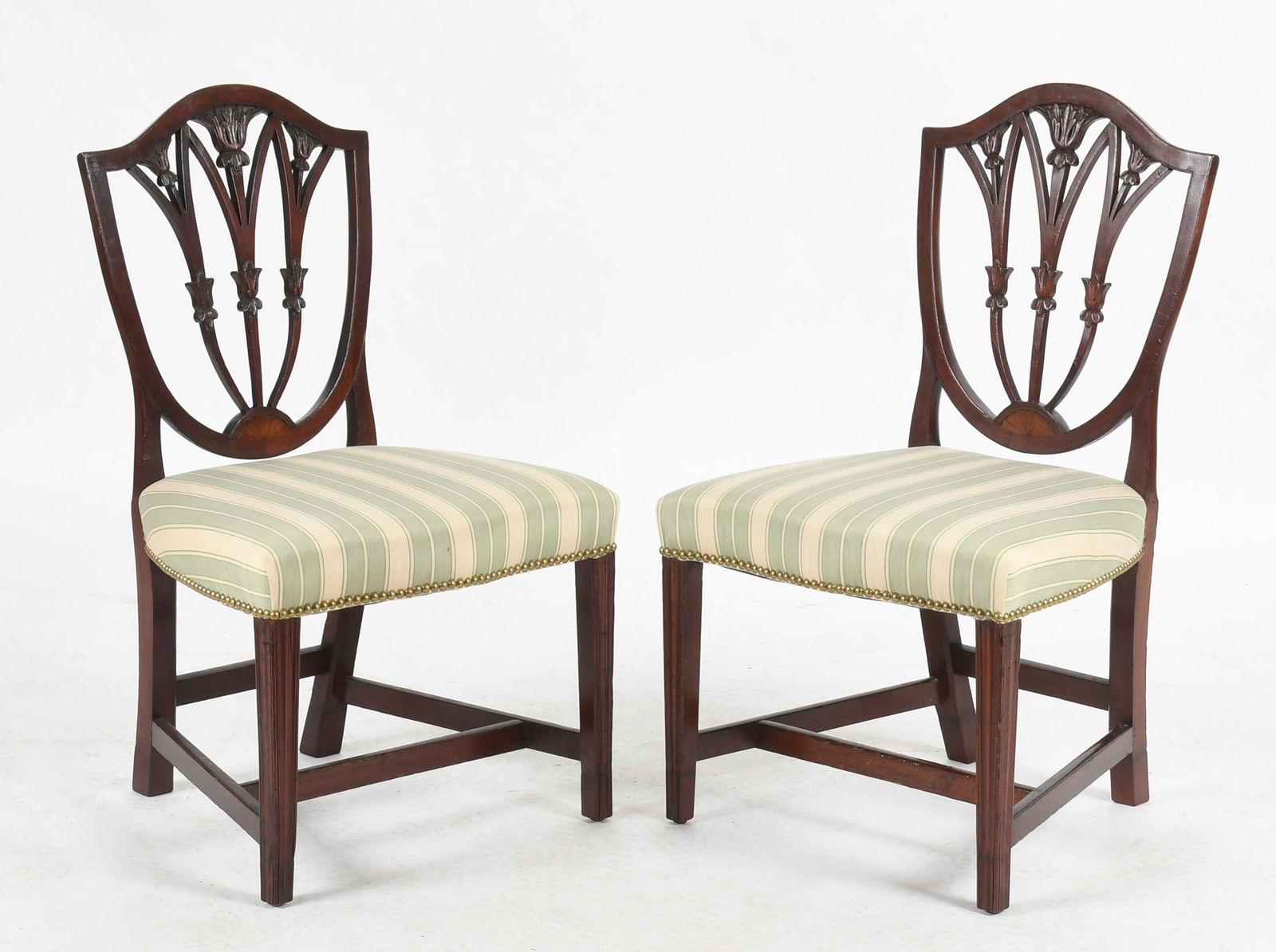 Pair of Federal Inlaid Mahogany Shield Back Side Chairs, 19th Century (1 of 7)