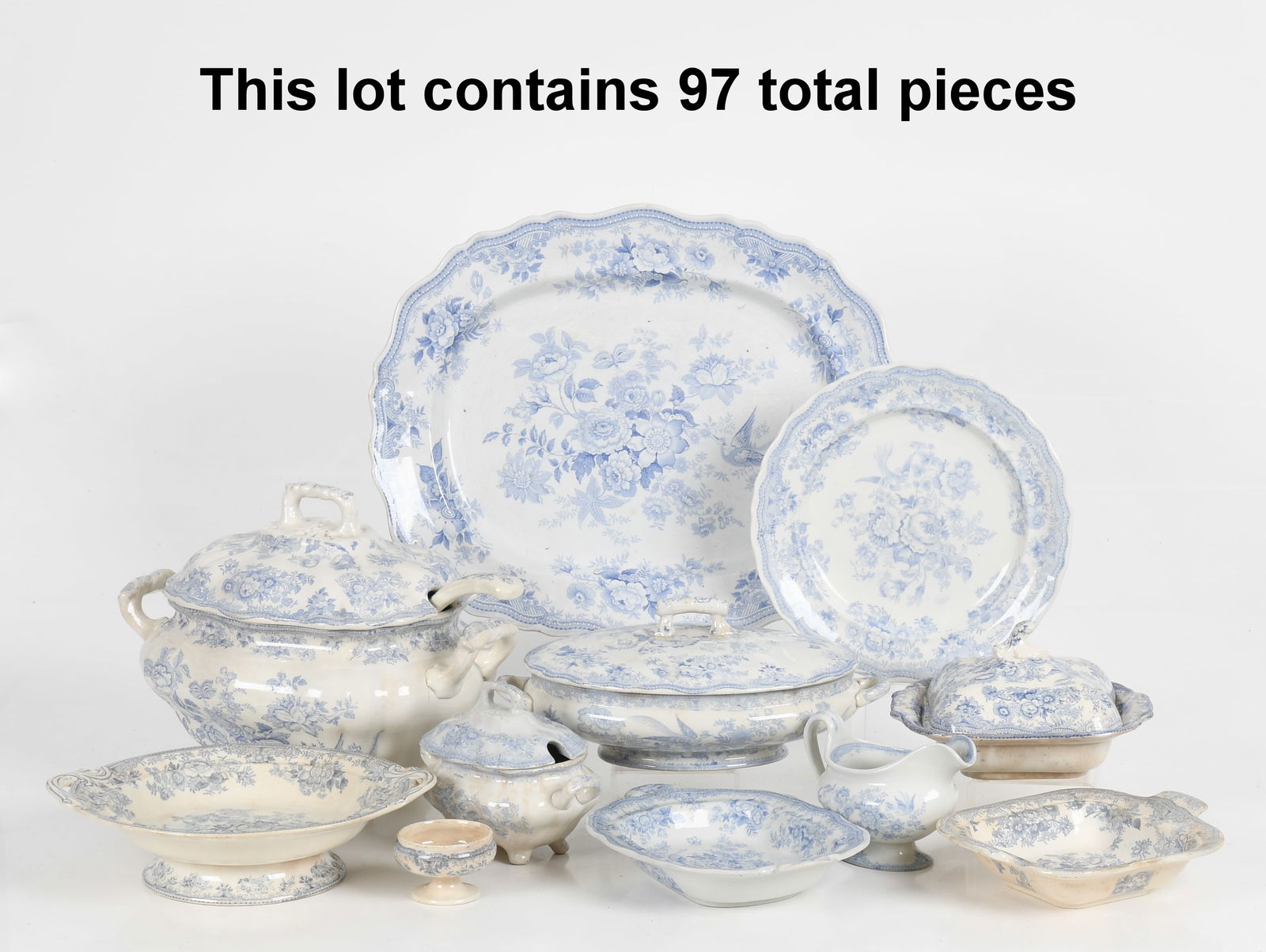A Large Assembled Staffordshire Service, Asiatic Pheasant Pattern (1 of 15)