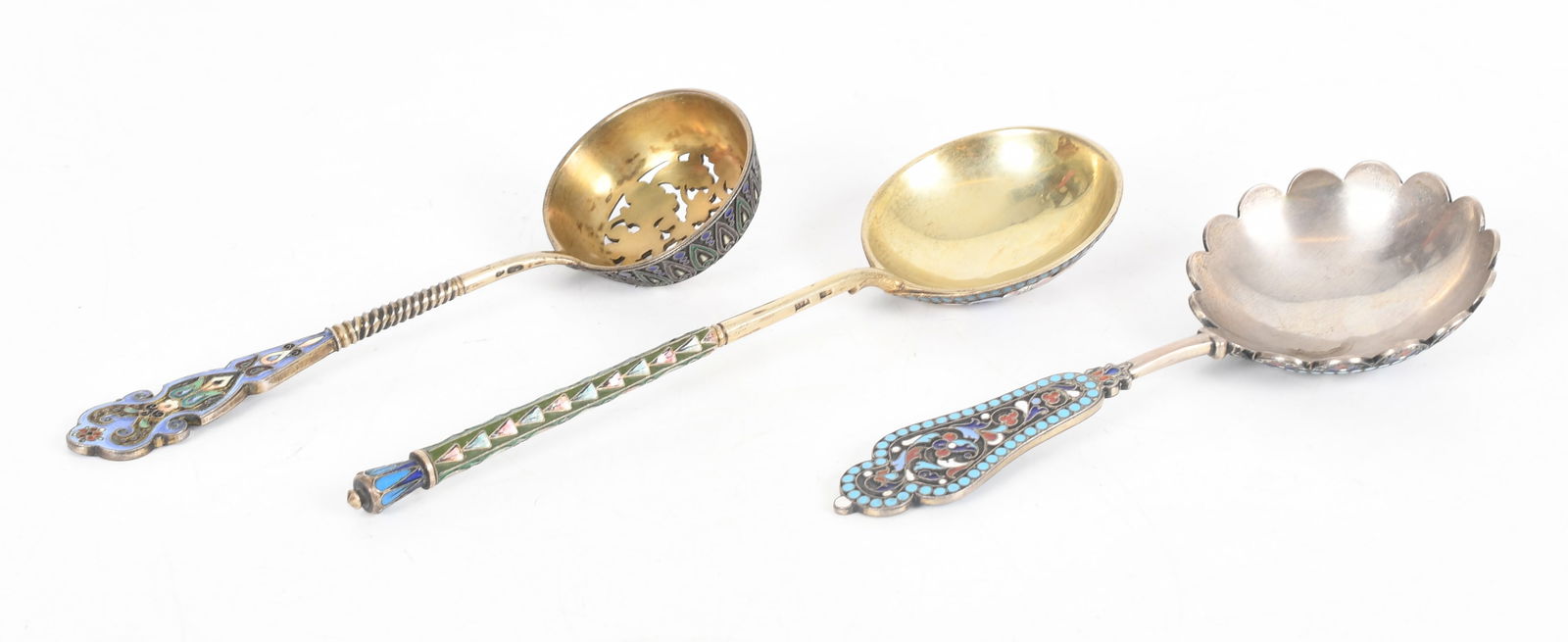 Three Russian Silver and Enamel Spoons (1 of 13)