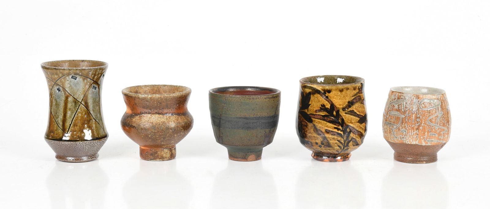 Five Studio Pottery Cups (Yunomi) (1 of 9)