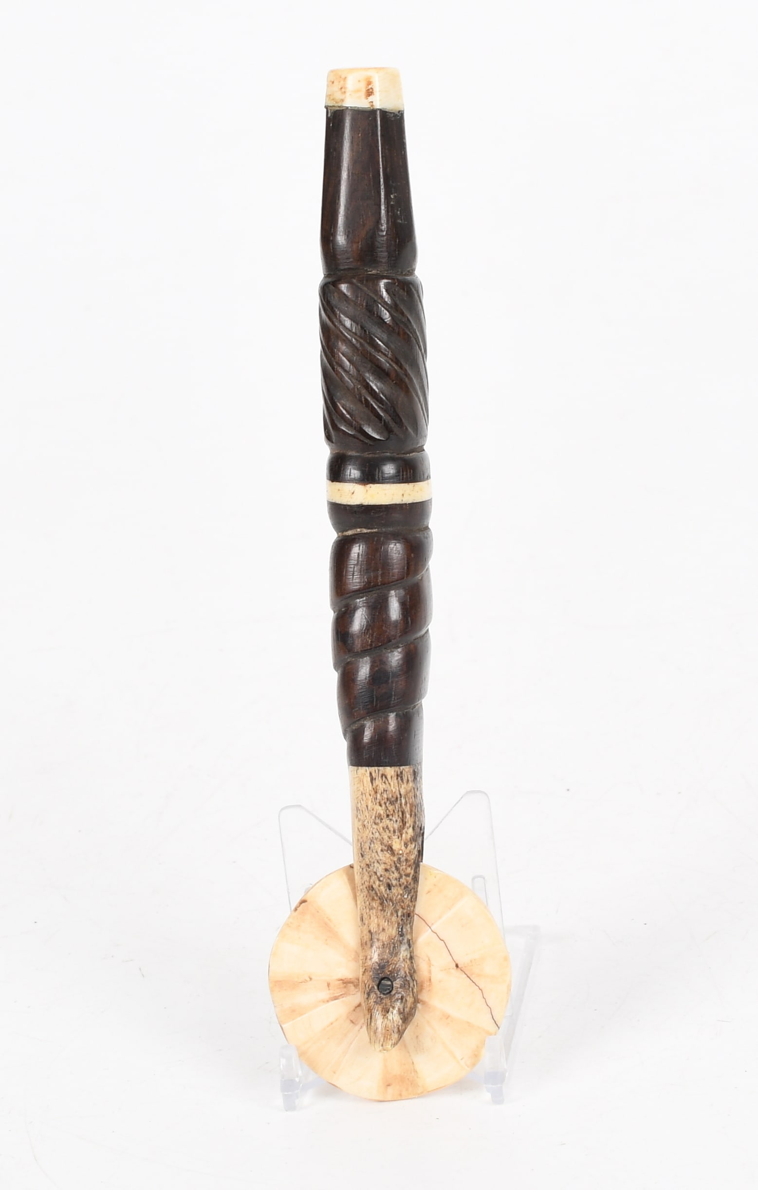 A Sailor Made Carved Wood and Bone Jagging Wheel: A Sailor Made Carved Wood and Bone Jagging Wheel A 19th century example. Dimensions: 7 3/4in long. Provenance: from a Bucks County collection. 