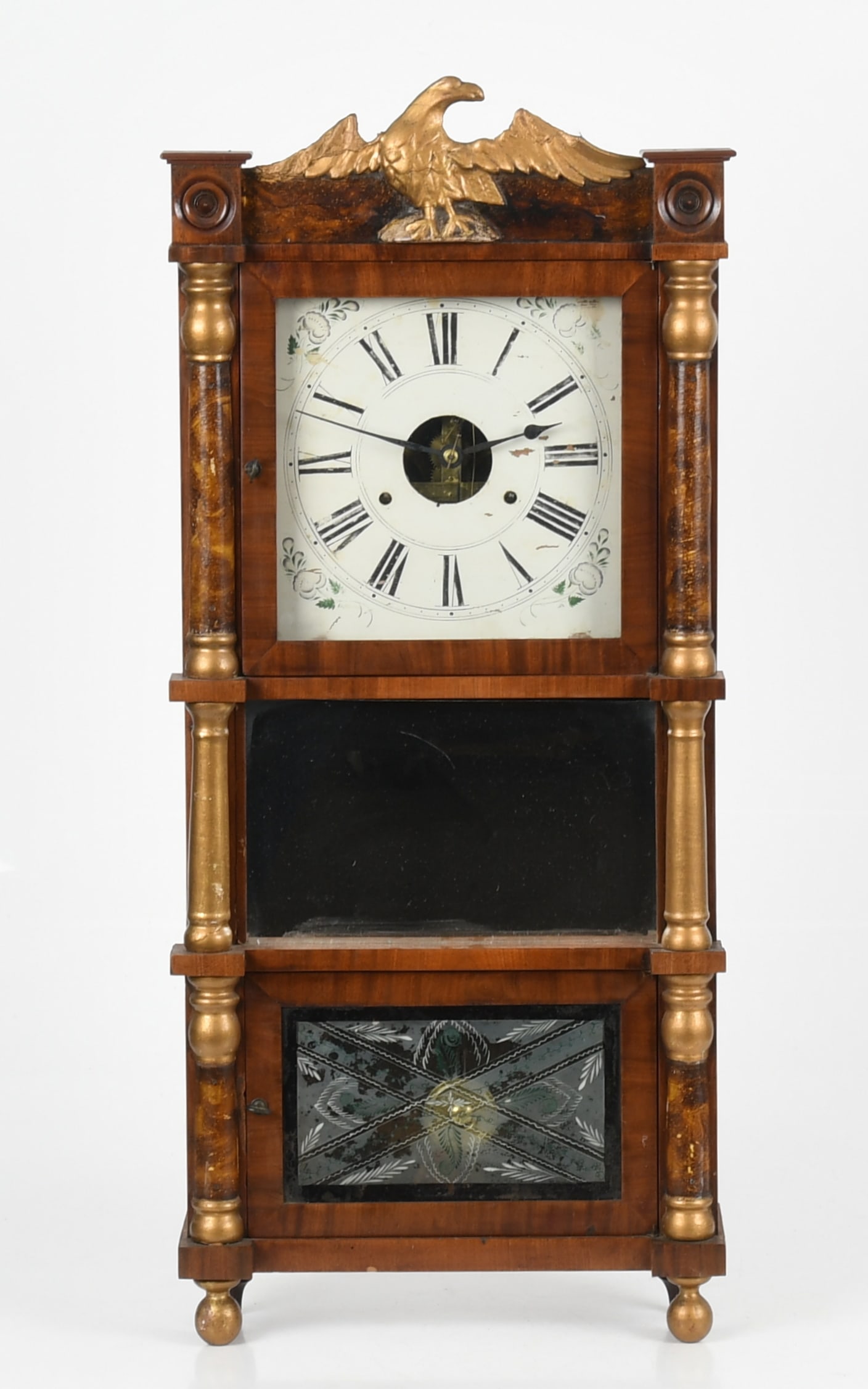 Late Federal Parcel Gilt and Paint Decorated Mahogany Shelf Clock, Birge & Fuller (1 of 11)