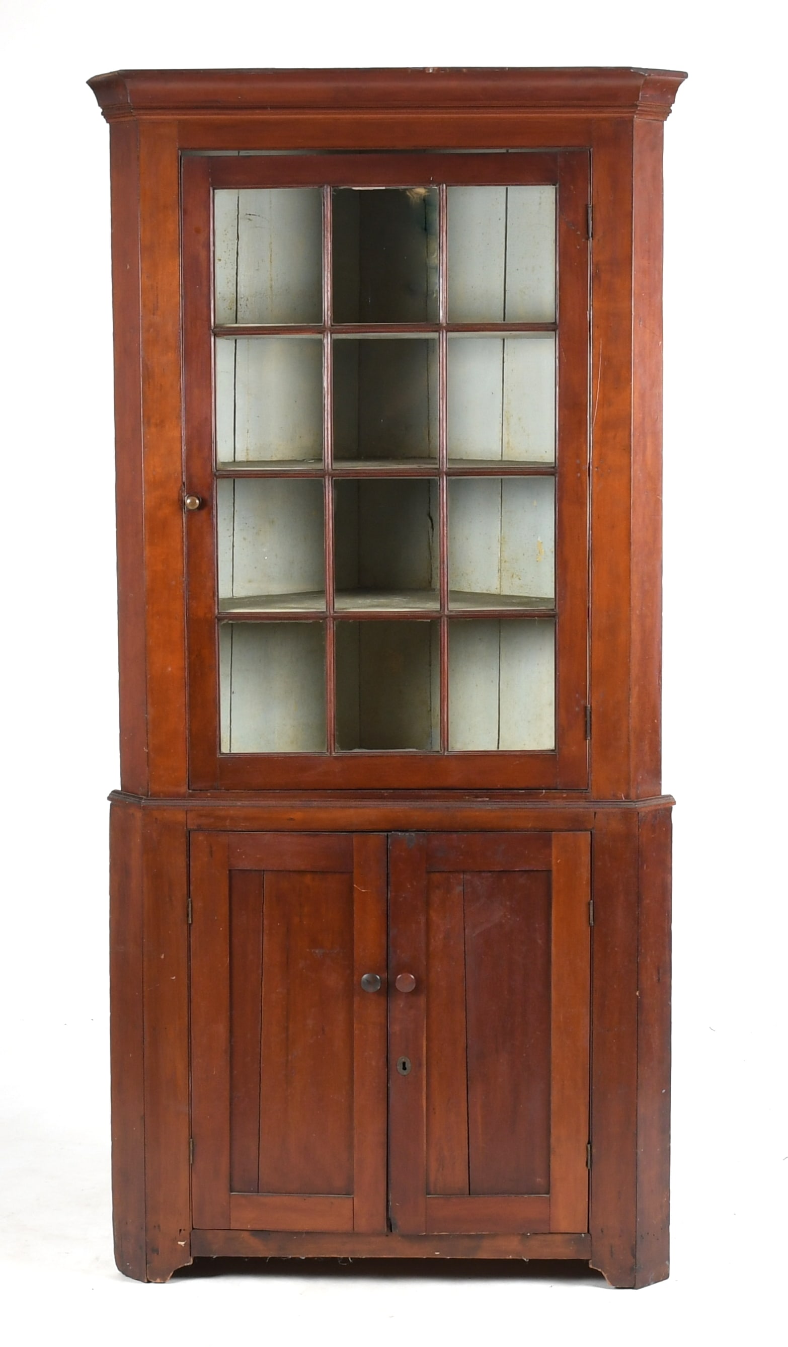 A Federal Pennsylvania Cherrywood Two-Part Corner Cupboard, c. 1810 (1 of 8)