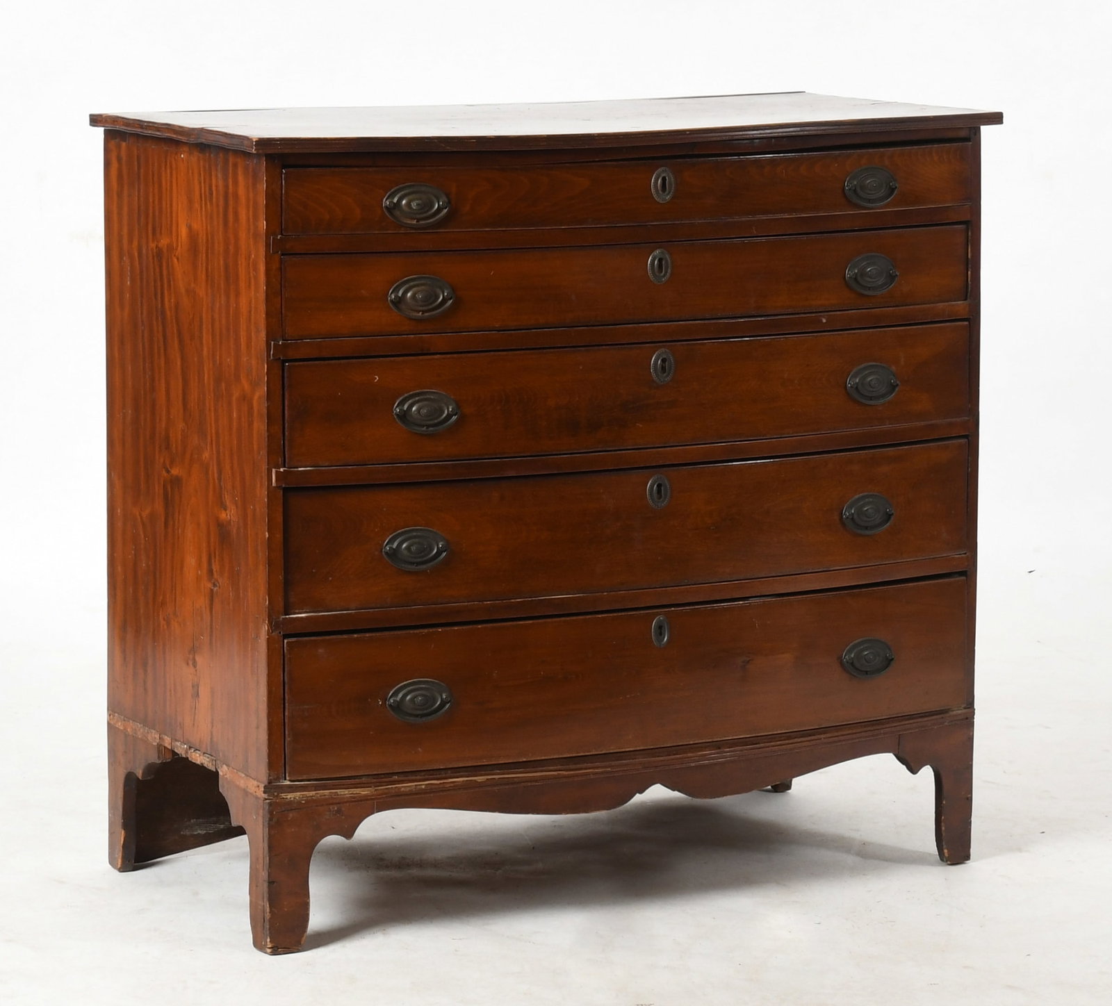 A Federal Mahogany Bowfront Chest of Drawers, New England, c. 1800 (1 of 11)