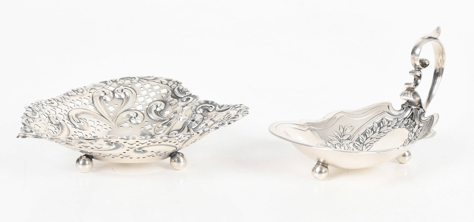 Two American Sterling Silver Candy Dishes, Second Half 19th Century and Later: Two American Sterling Silver Candy Dishes, Second Half 19th Century and Later Comprising a Gorham "Chantilly" heart-shaped candy dish, bearing marks for c. 1868-1884; and a Durgin &qu