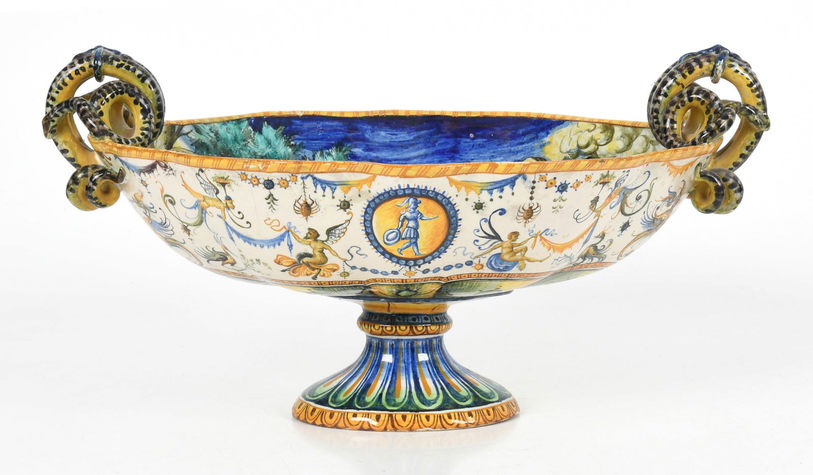An Italian Majolica Two-Handled Centerpiece, Late 19th Century (1 of 11)