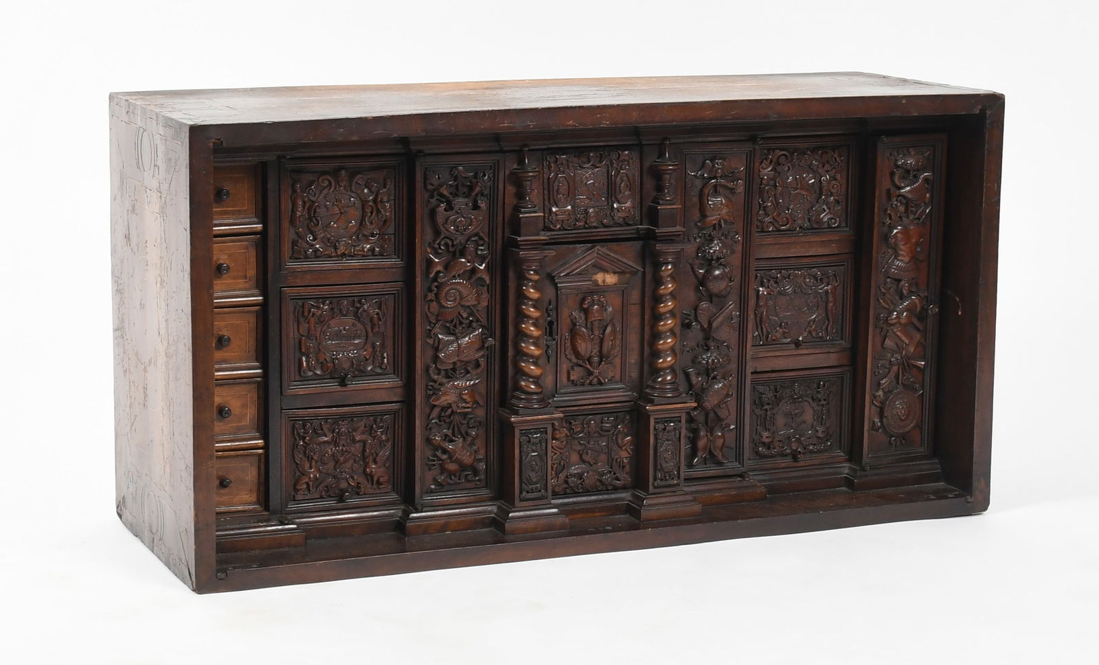 An Italian Carved and Inlaid Walnut Collector's Cabinet, 18th Century (1 of 19)