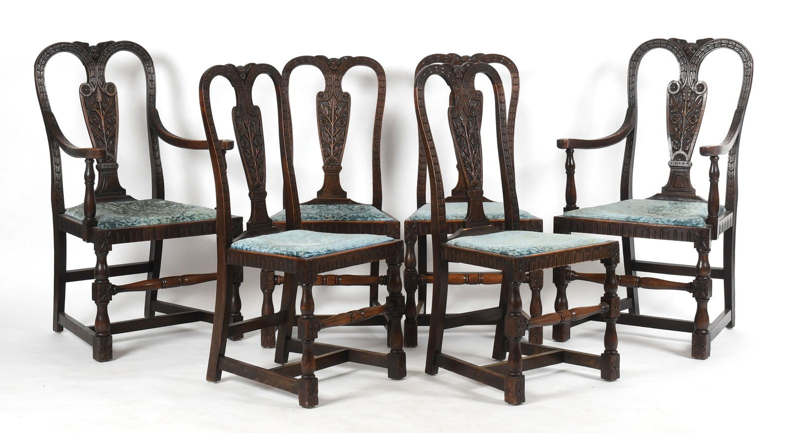 A Set of Six Jacobean Revival Carved Oak Dining Chairs, c. 1920 (1 of 13)