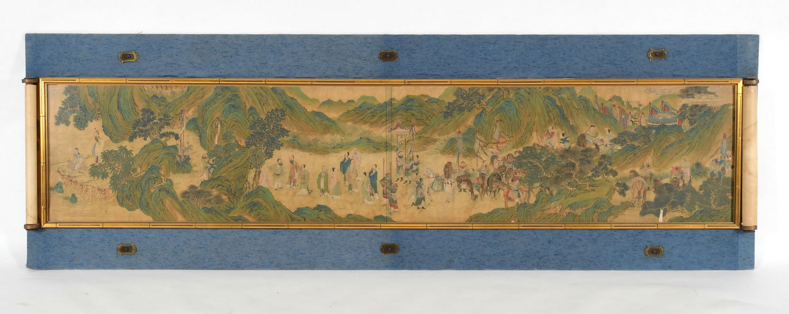Chinese School, (19th Century) Royal Procession: Chinese School, (19th Century) Royal Procession A large watercolor on silk depicting a long procession in a mountainous landscape, unsigned. Modern framing. Dimensions: </