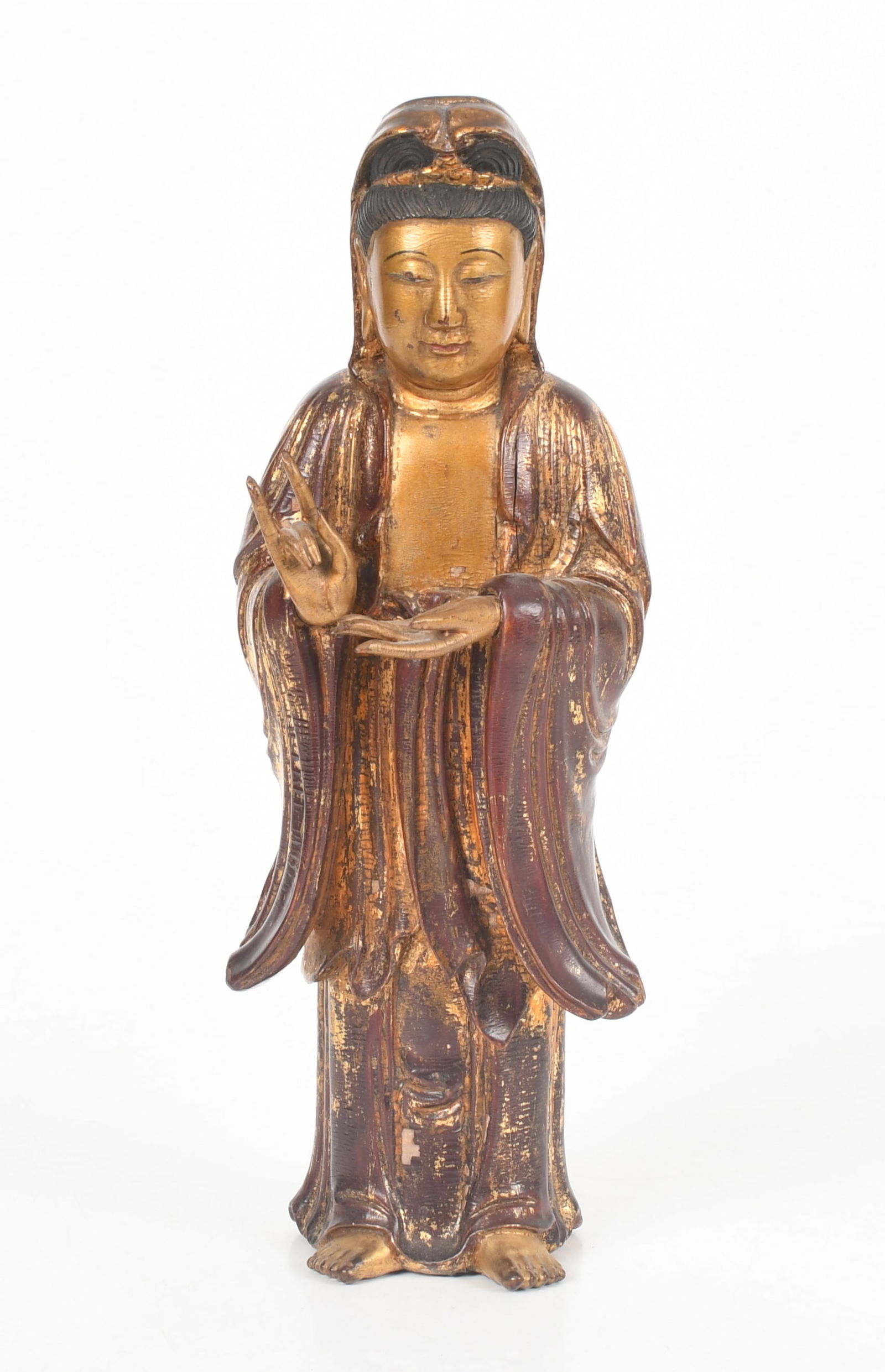A Chinese Carved and Gilt-Lacquered Figure of Guanyin, Late 19th/ Early 20th Century (1 of 8)