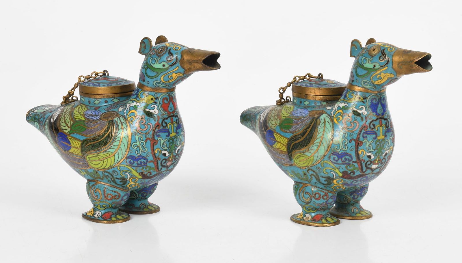 A Pair of Chinese Duck Form Cloisonne Censers (1 of 7)