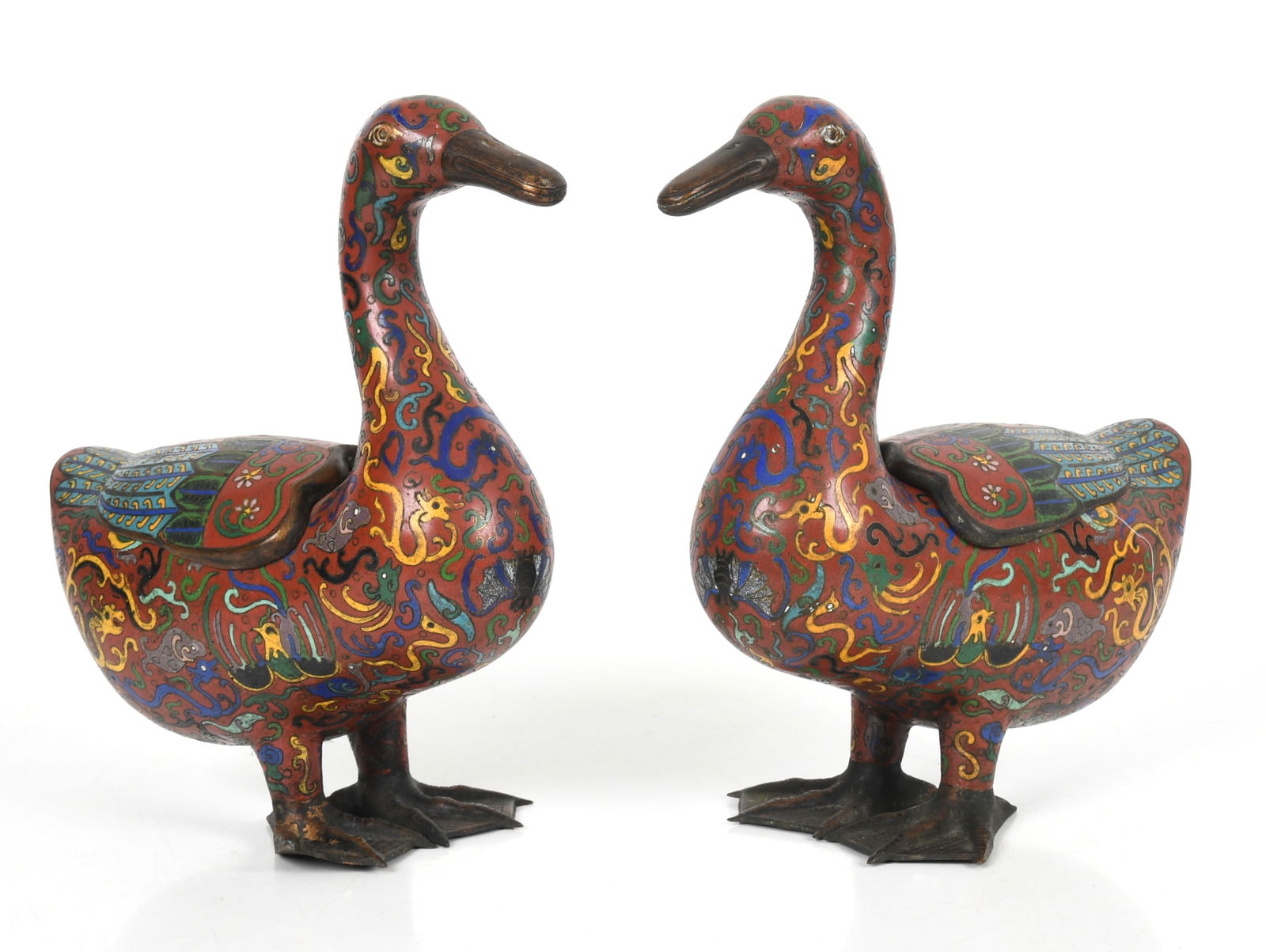 A Pair of Chinese Cloisonne Enamel Duck-Form Censers, c. 1900 (1 of 9)