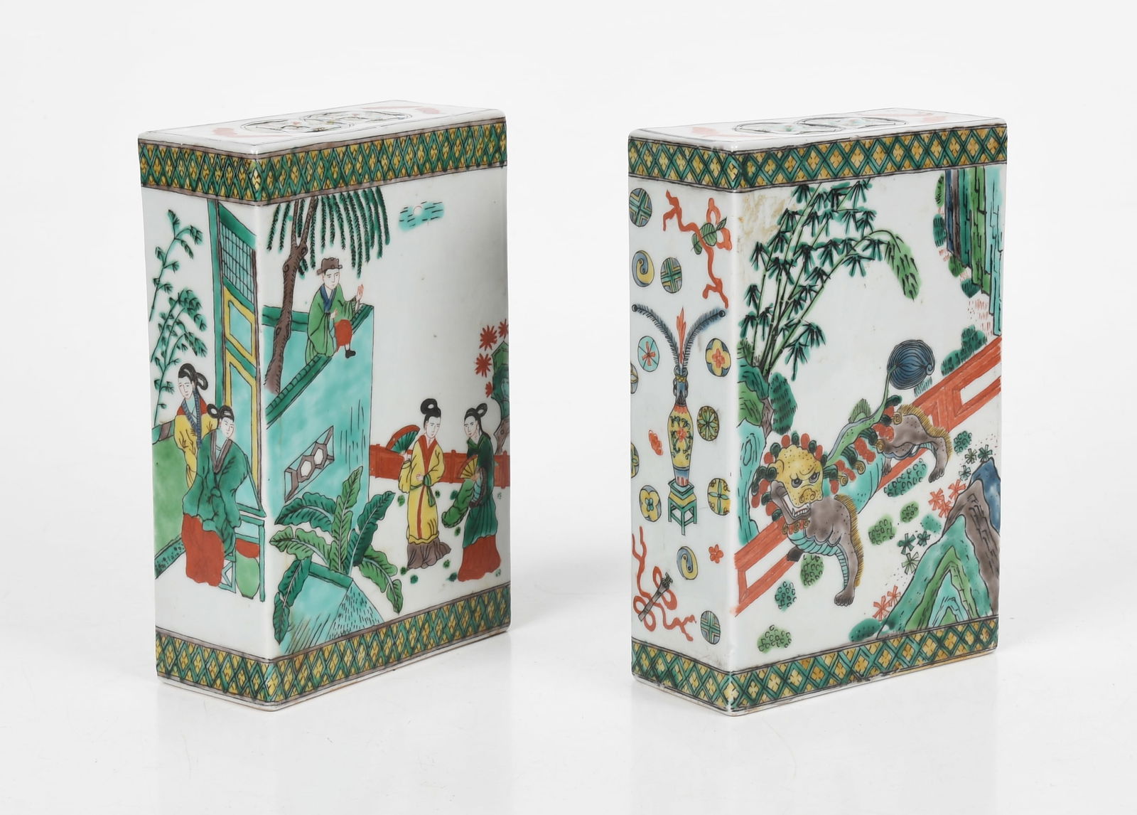A Pair of Chinese Famille Verte Porcelain Pillows (1 of 5)