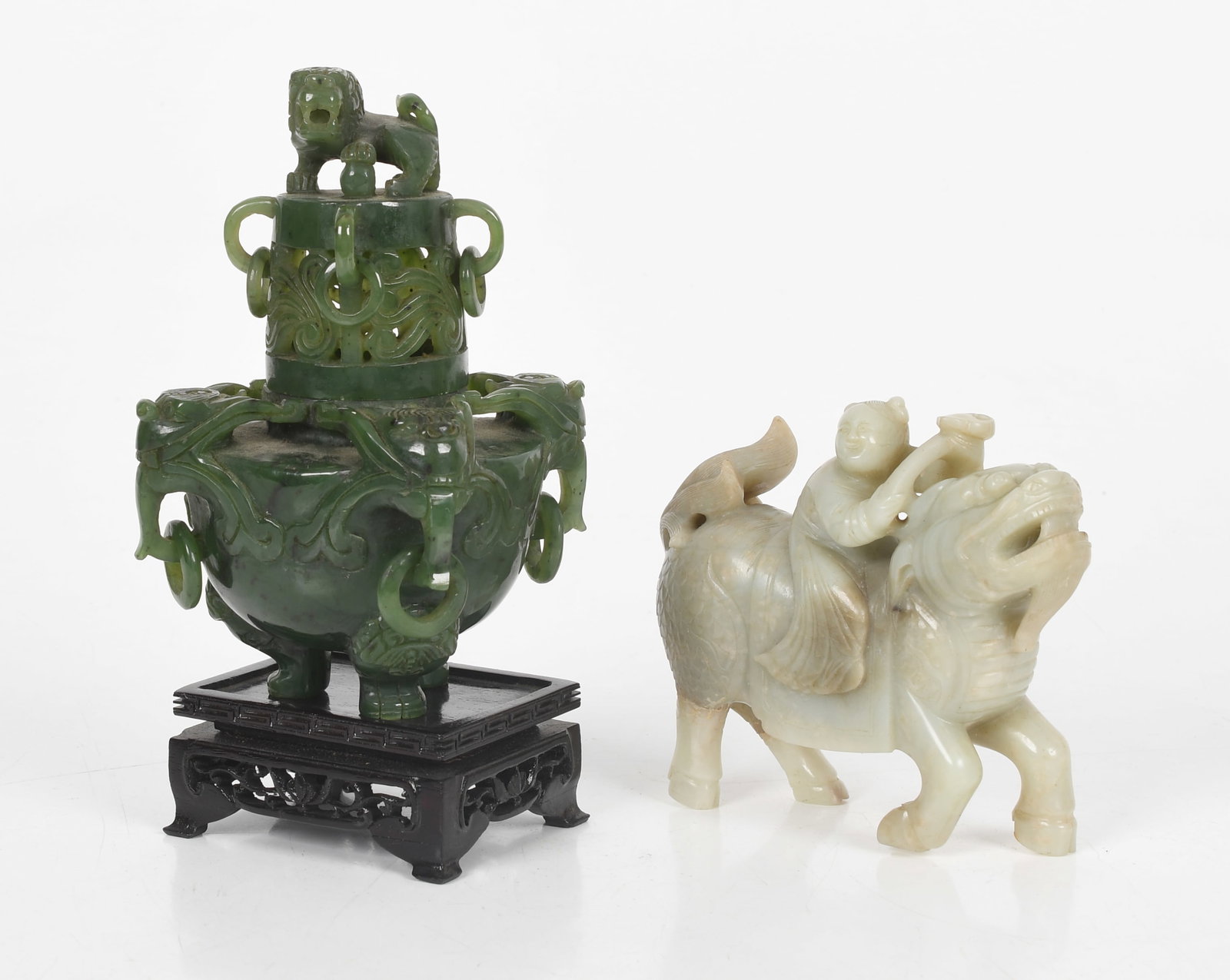 Two Chinese Carvings, Stone and Jade (1 of 12)