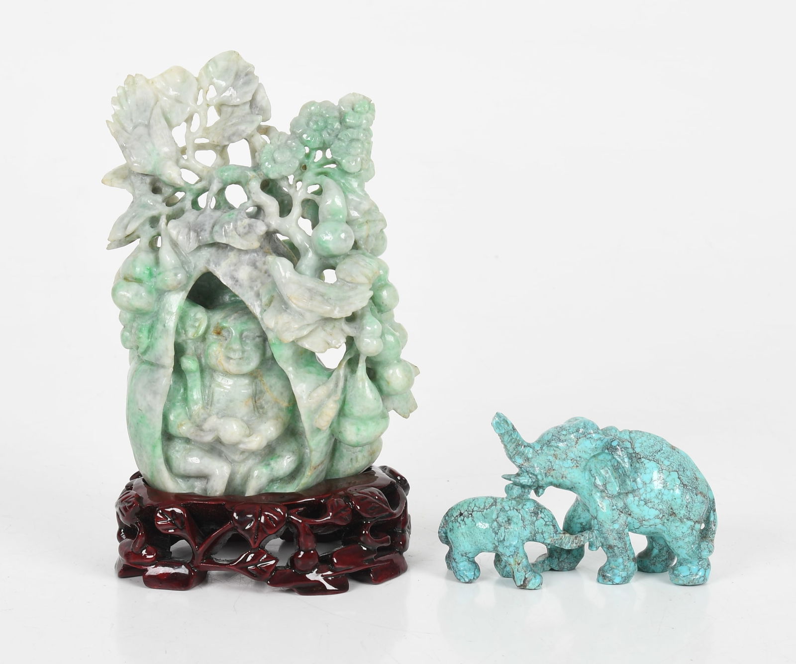 Two Chinese Carvings, Jade and Turquoise (1 of 9)