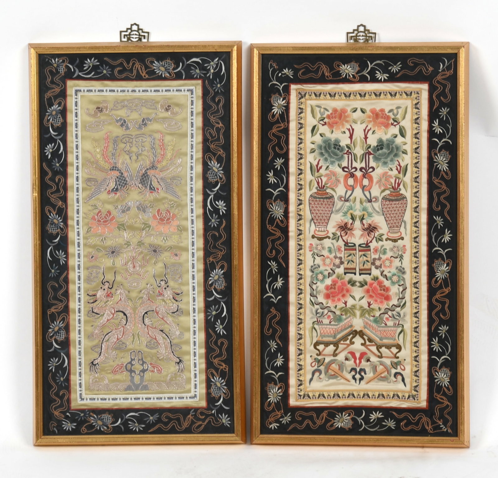 Two Chinese Embroidered Panels (1 of 9)