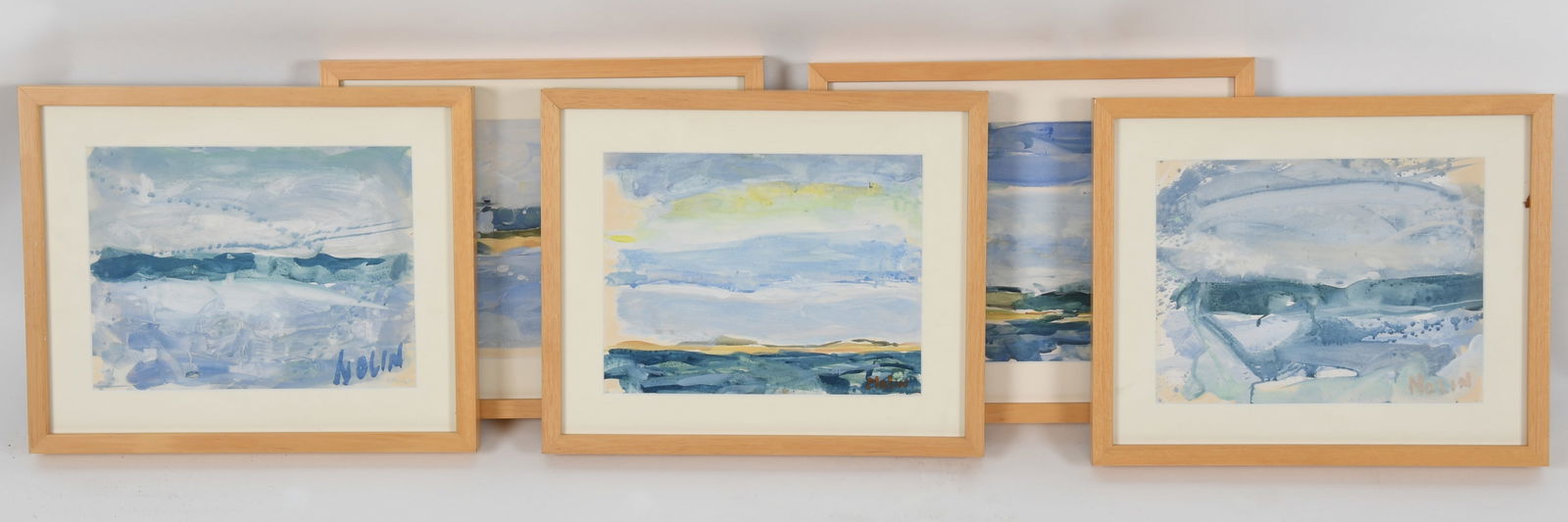 Ray Nolin (Provincetown, MA, 1959-2015), Set of Abstract Coastal Works: Ray Nolin (Provincetown, MA, 1959-2015), Set of Abstract Coastal Works Contemporary, a set of five mixed media works on paper depicting various views of the ocean, each signed at the lower