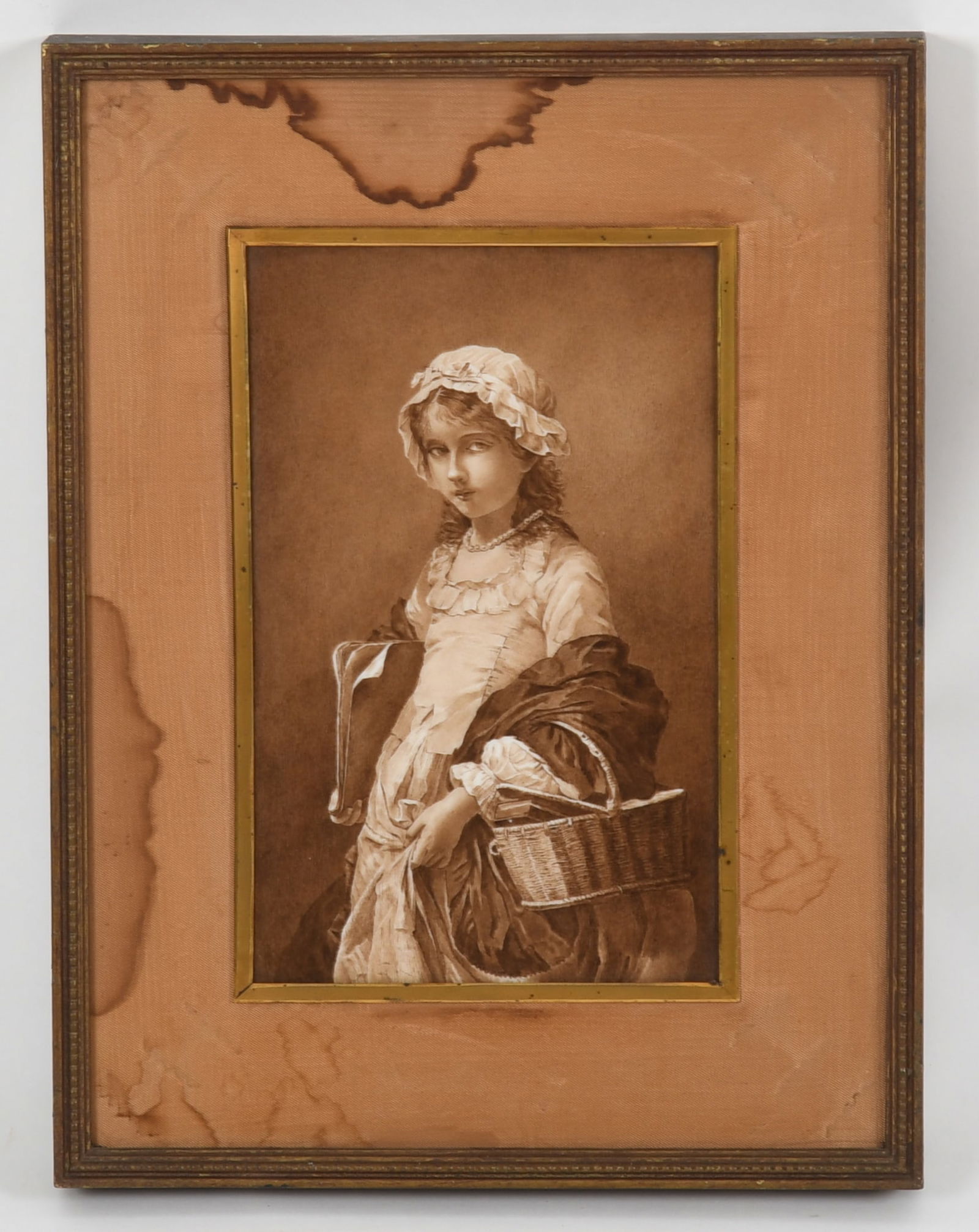 After Jeanne Toulza Bole (19th c.) Painting on Porcelain: After Jeanne Toulza Bole (19th c.) Painting on Porcelain A work depicting a young girl on her was to school carrying books, circa 1900. Dimensions: the plaque is 10in x 6 1/4in,