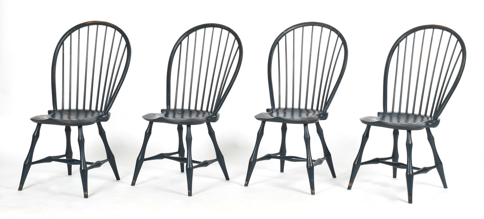 A Set of Four Blue-Painted Windsor Chairs, D.R. Dimes, New Hampshire, Late 20th Century (1 of 9)