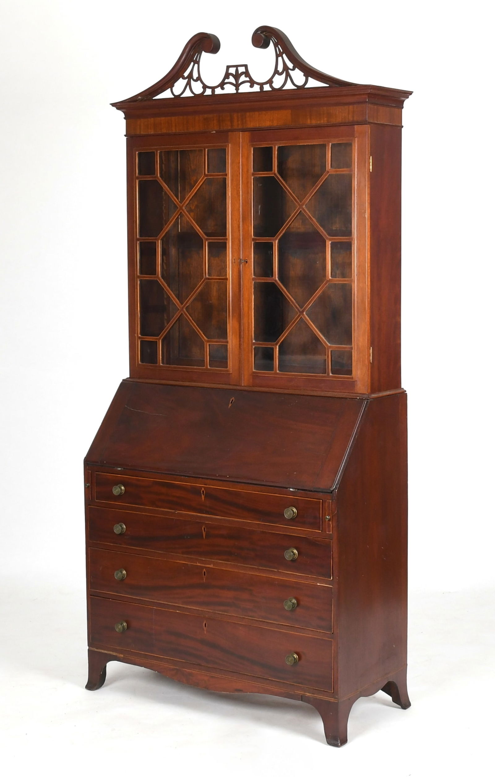 A Federal Mahogany Desk-and-Bookcase, New England, c. 1810-1820 (1 of 14)