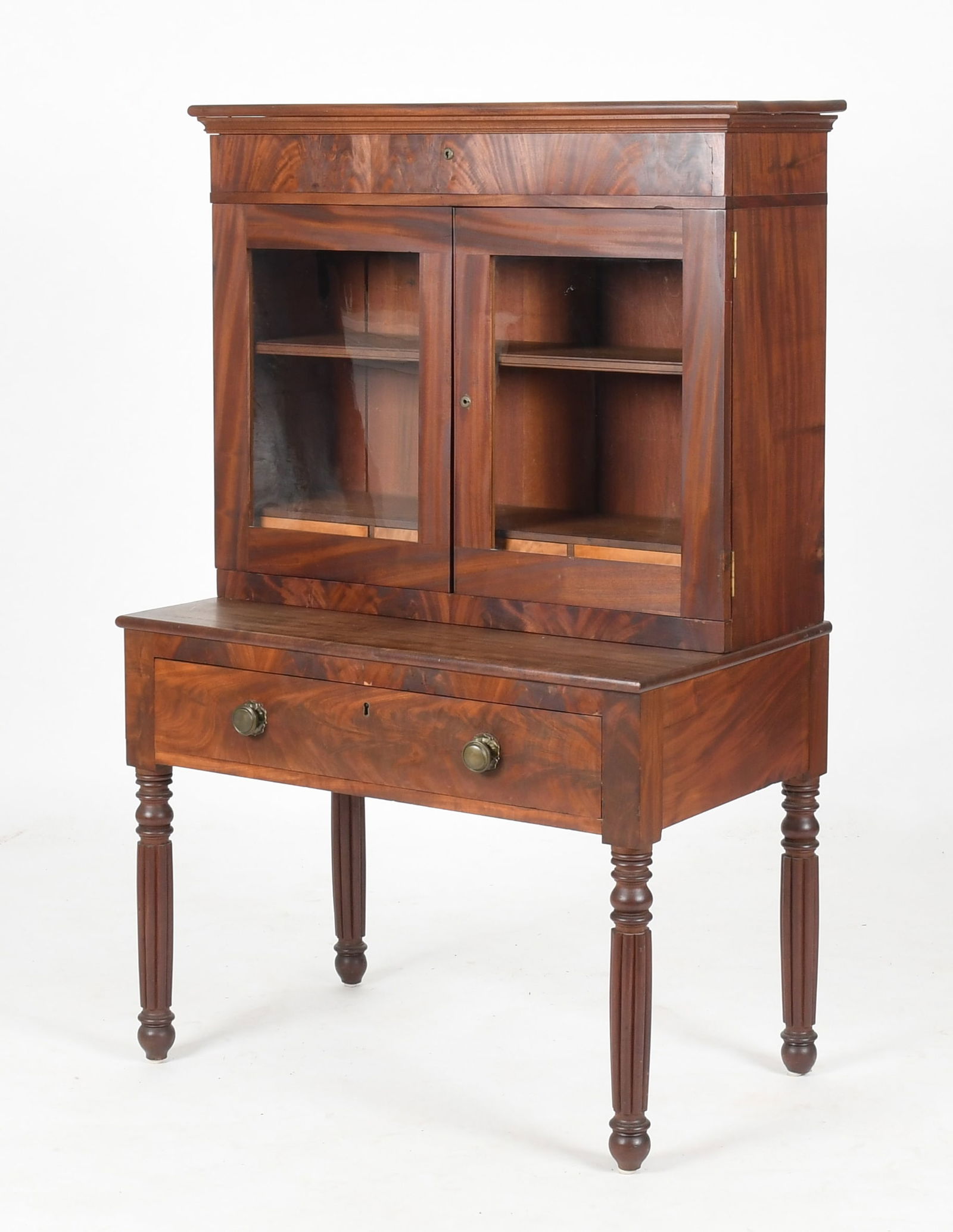 A Classical Figured Mahogany Desk and Bookcase, c. 1840 (1 of 11)