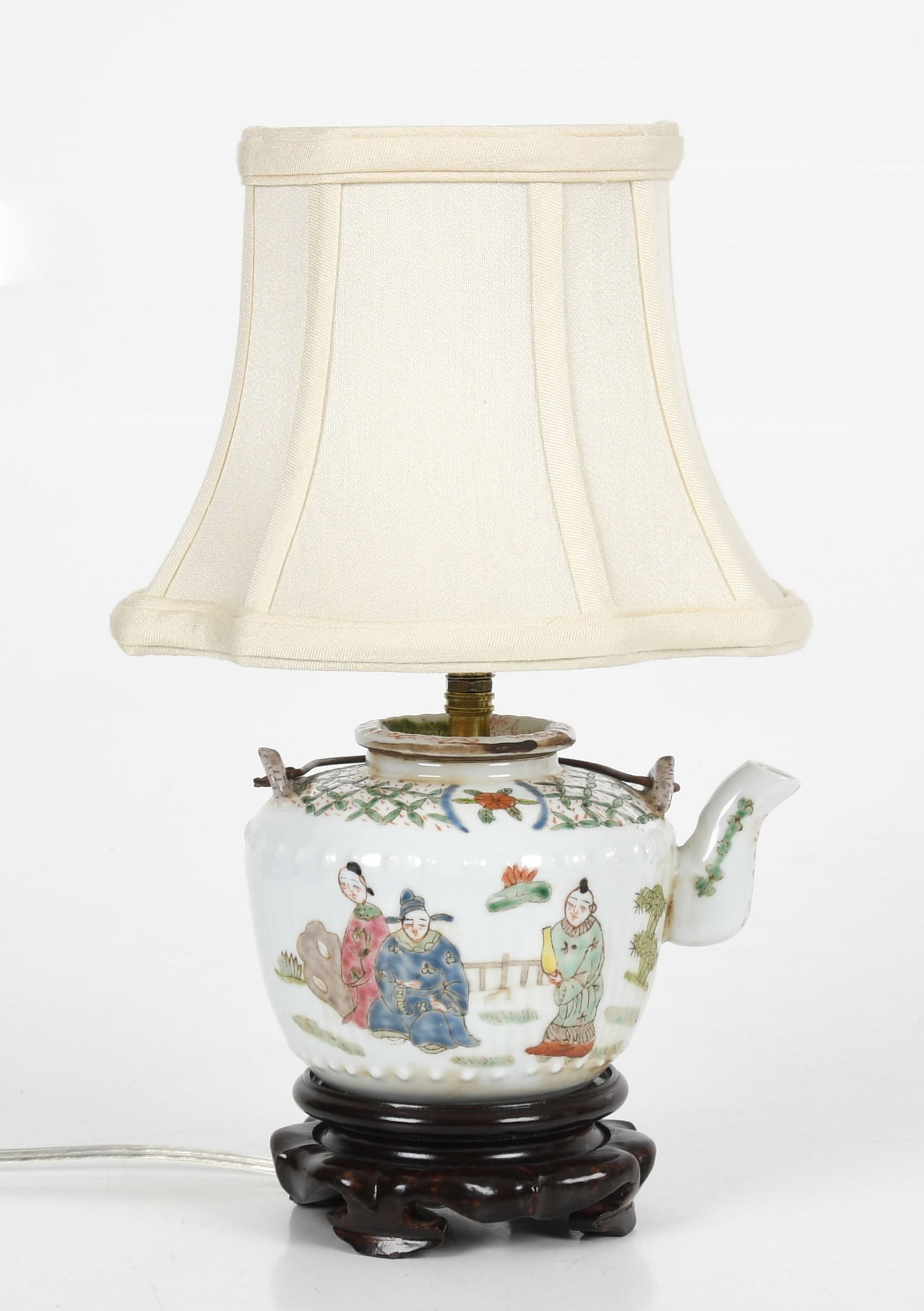 A 19th Century Chinese Porcelain Teapot Mounted as a Lamp (1 of 7)