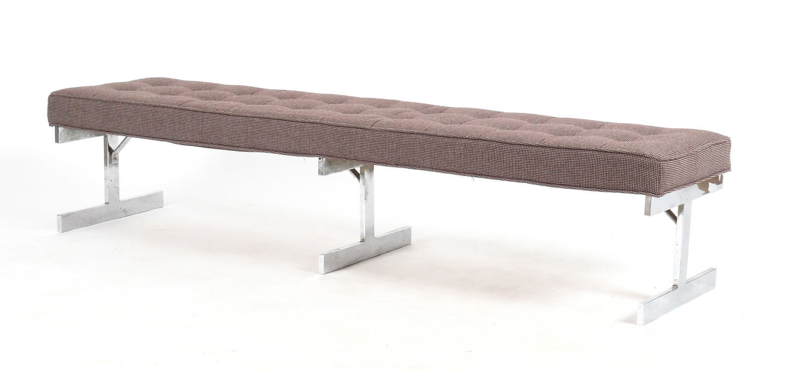 A Modern Chromed-Metal Tufted Bench, Late 20th Century (1 of 7)