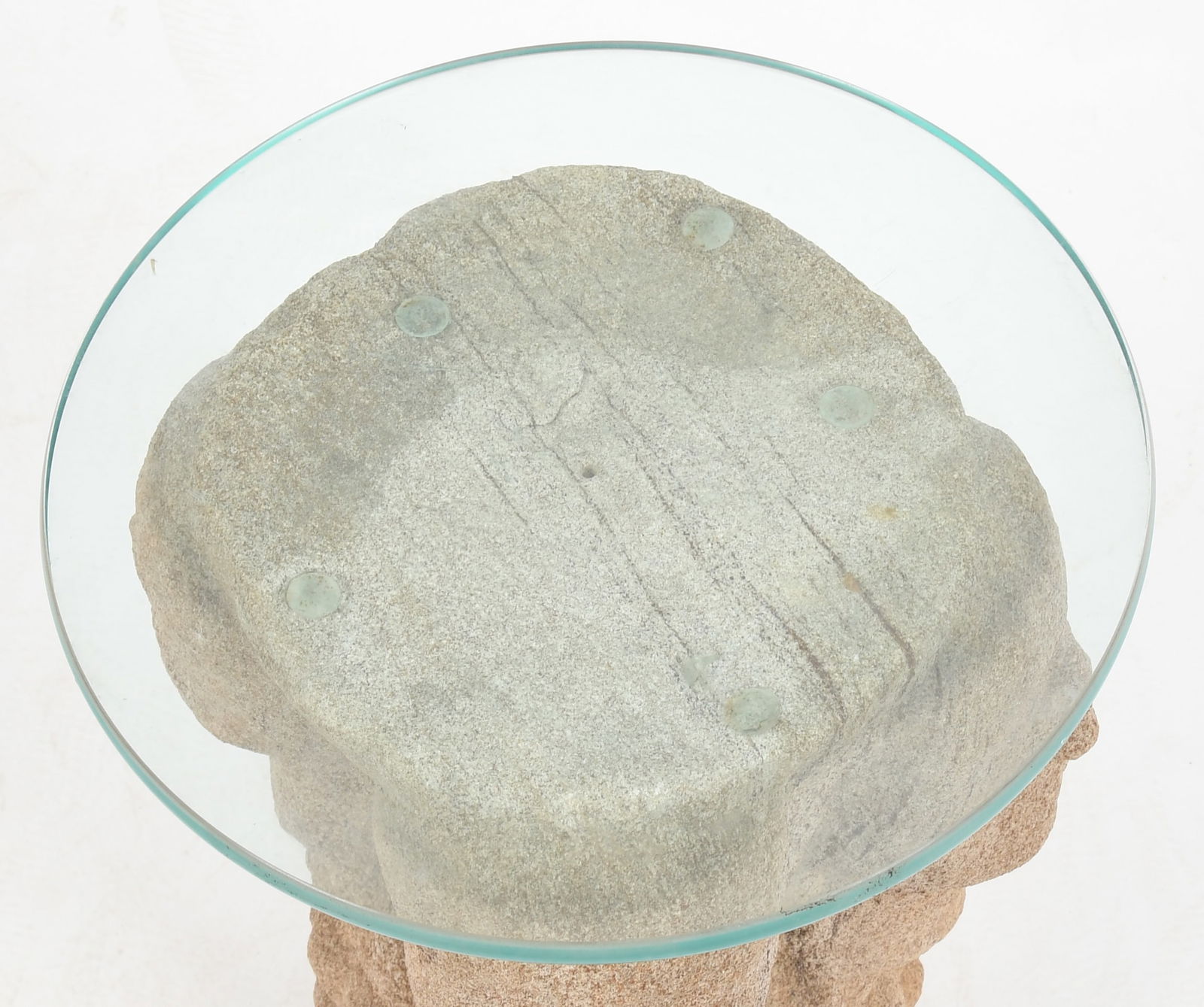 A Figural Carved Stone Side Table - 2