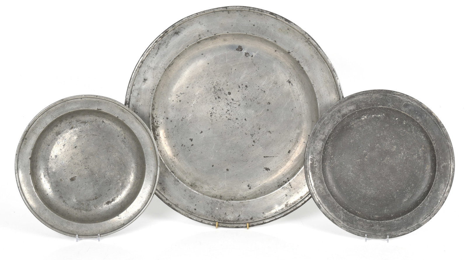 Three English Pewter Plates, 18th Century (1 of 10)