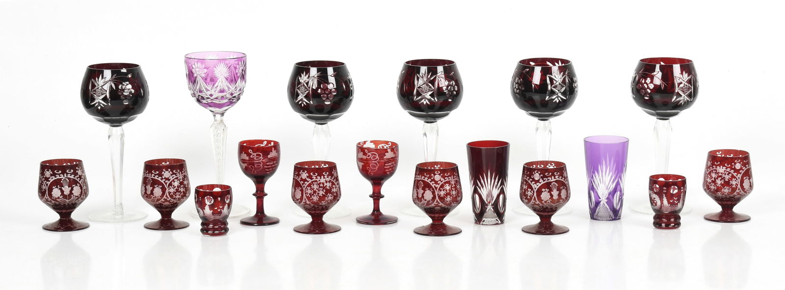 A Group of Bohemian Cut-to-Clear Stem and Glassware (1 of 9)