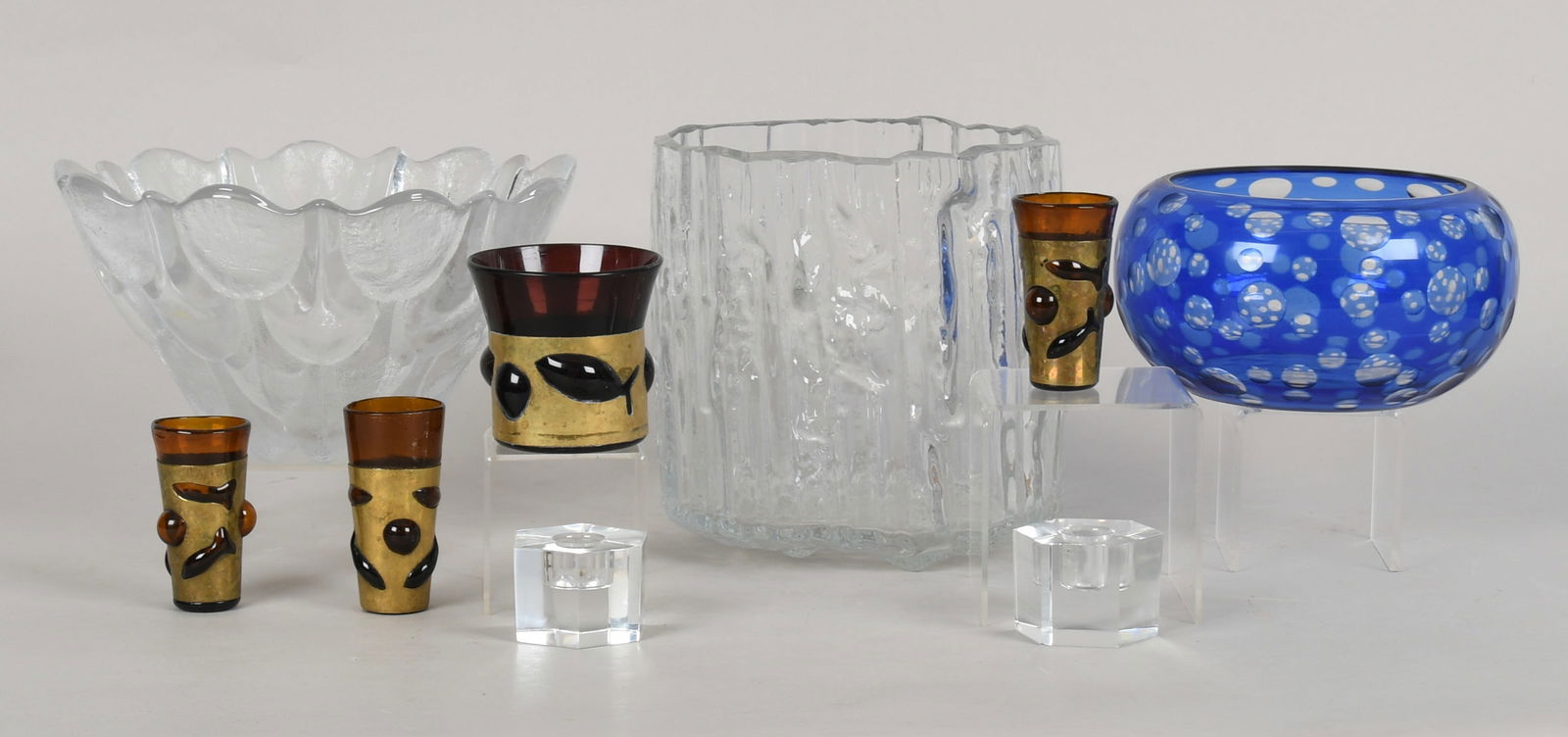 A Group of Nine Glass Table Articles, Second Half 20th Century (1 of 11)