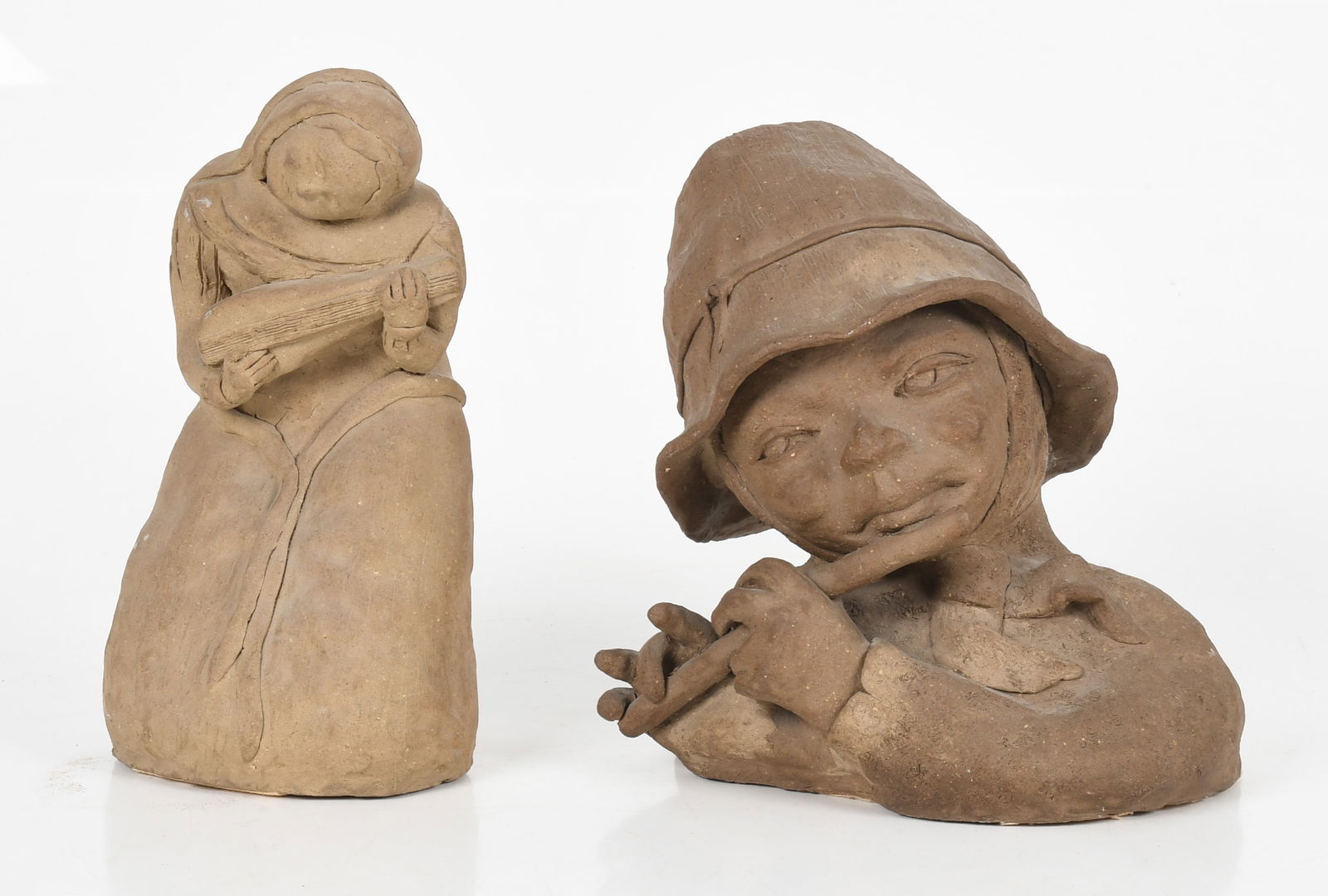Two Modern Fired Clay Figural Sculptures (1 of 7)