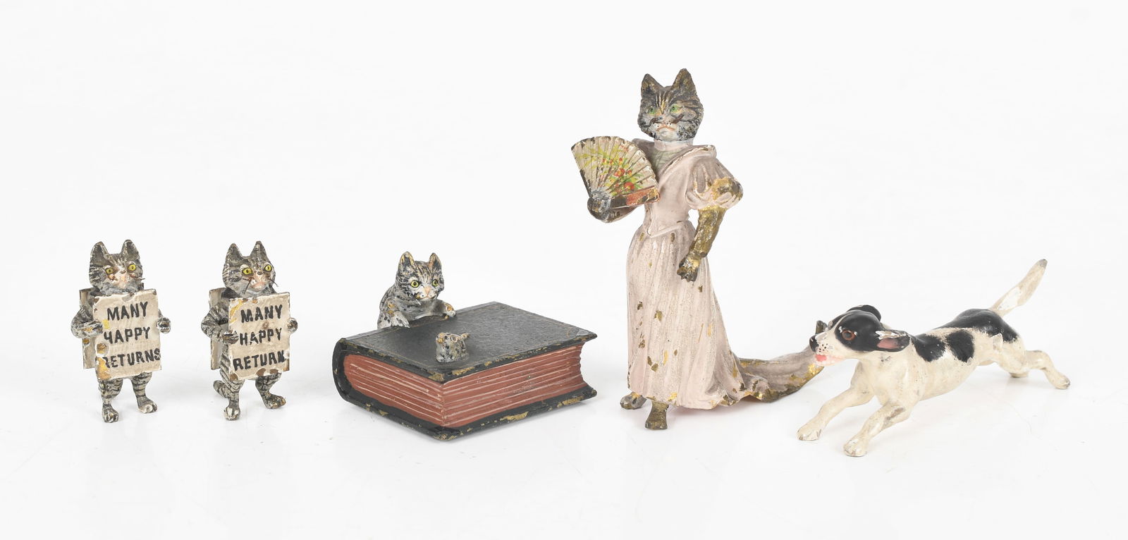 A Collection of Vienna Cold Painted Bronze Miniature Cats and Dog, 20th Century (1 of 9)