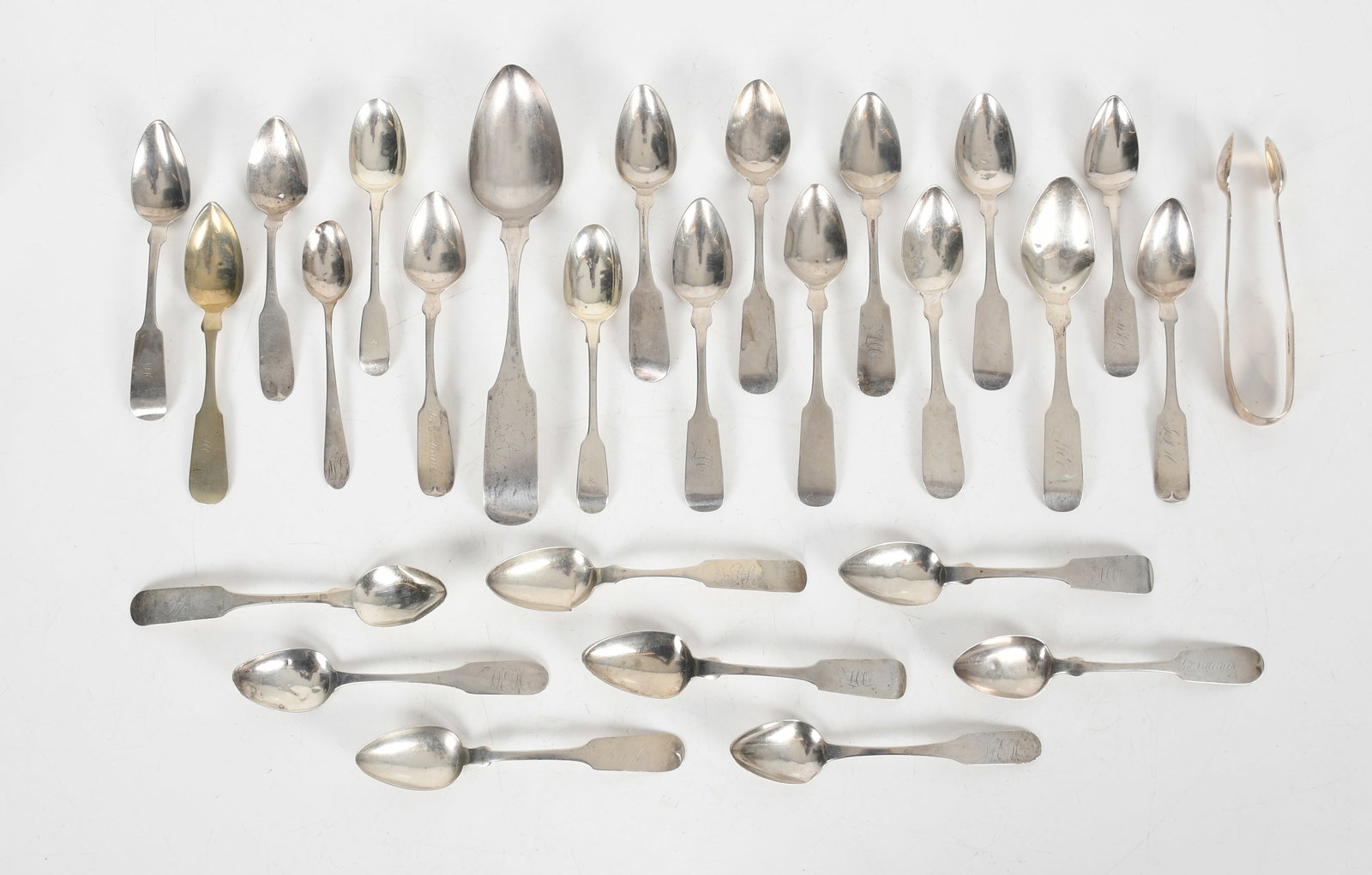 A Group of American Coin Silver Fiddle-End Spoons (1 of 11)