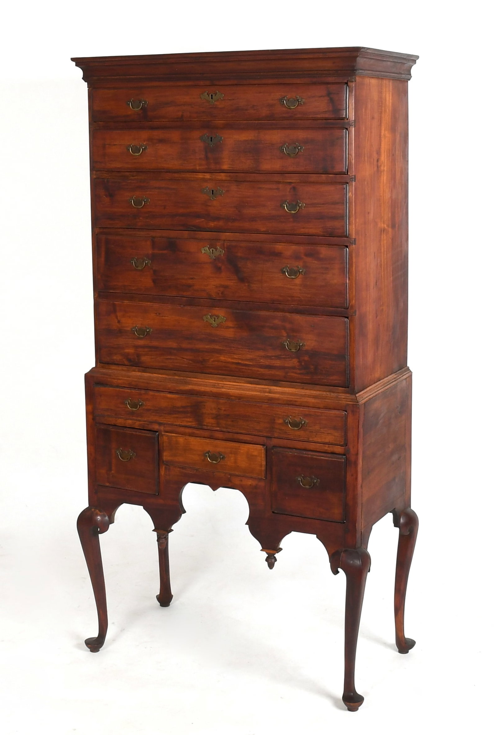 A Queen Anne Cherrywood Flat-Top Highboy, Possibly Connecticut, c. 1750 (1 of 8)