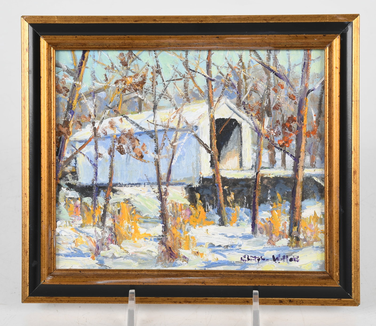 Christopher G. Willett (Bucks County, PA, b. 1959), "Van Sant Covered Bridge" (1 of 4)