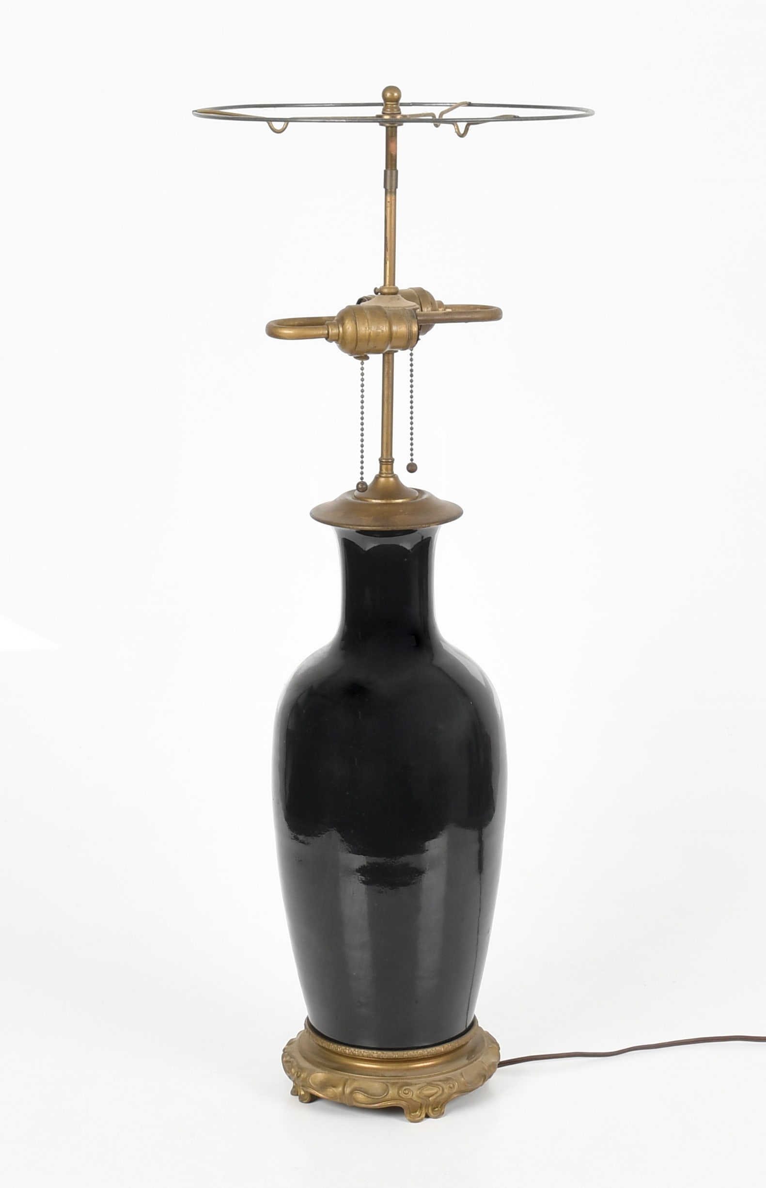 A Chinese Mirror Black Baluster Vase Mounted as a Lamp, 19th Century (1 of 6)