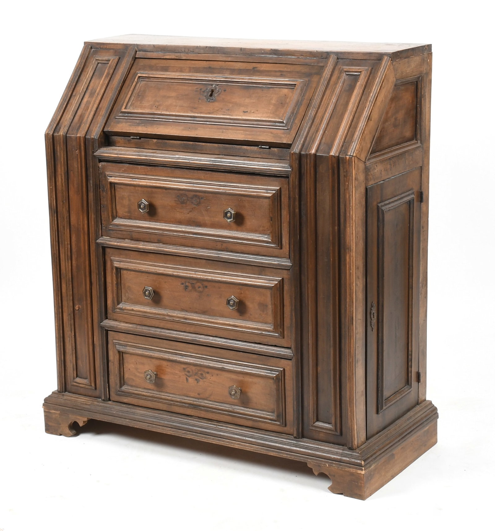 A Continental Paneled Walnut Slant-Front Desk, First Half 20th Century (1 of 10)