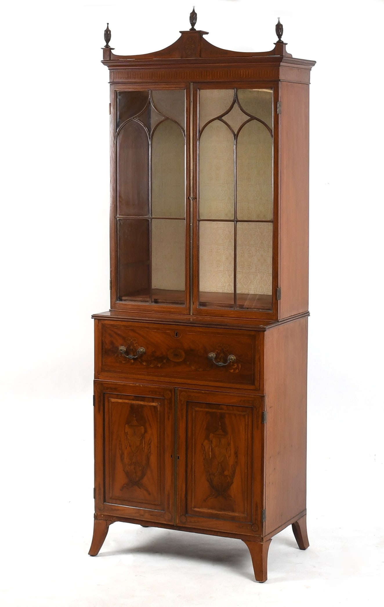 An Edwardian Satinwood-Inlaid Mahogany Bureau Bookcase, Early 20th Century (1 of 15)