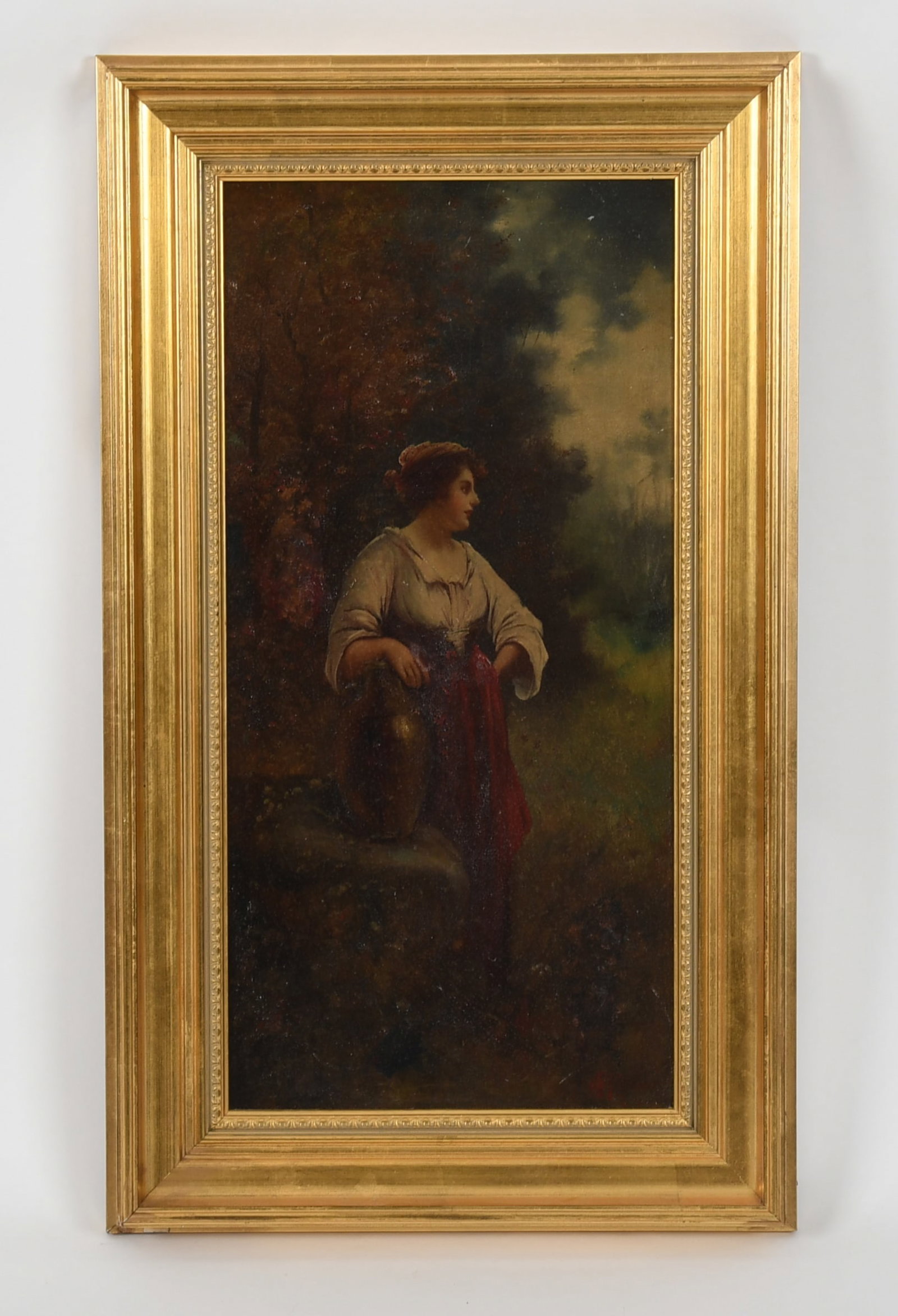 J.M. Colvin (English, 19th Century), Lady Standing in a Landscape by a Well (1 of 7)