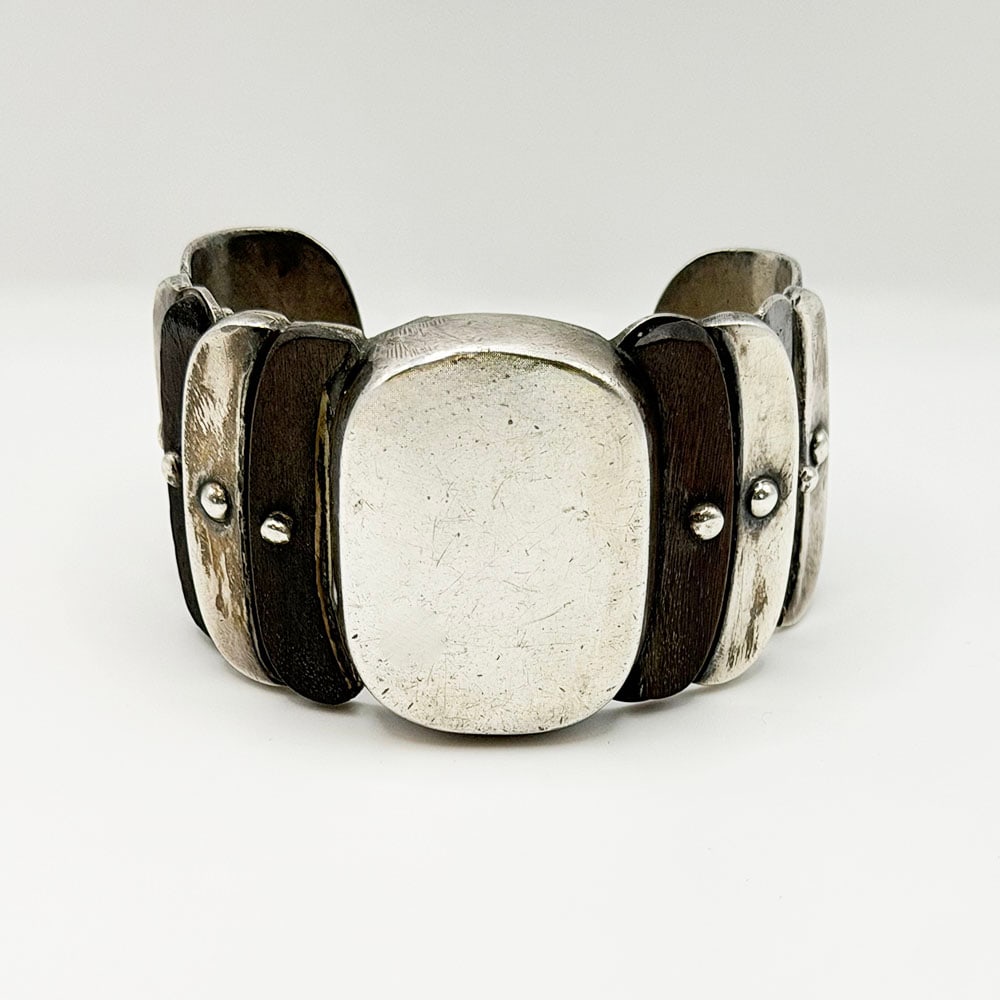 William Spratling Sterling Silver and Wood Cuff Bracelet (1 of 4)