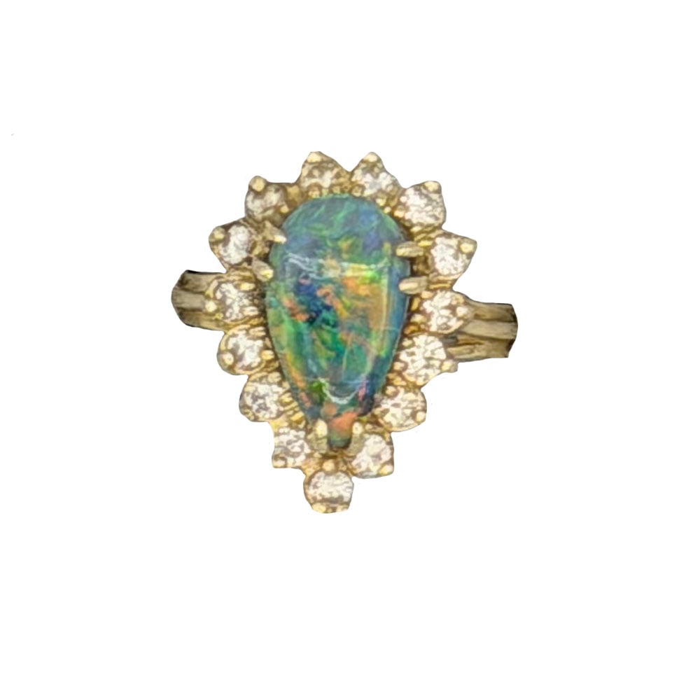 18K Black Opal and Diamond Ring (1 of 4)