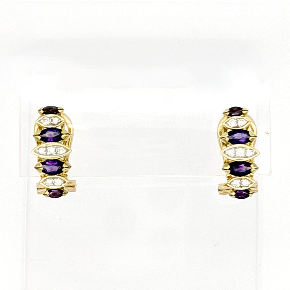 14K Gold Amethyst and Diamond Earrings (1 of 3)