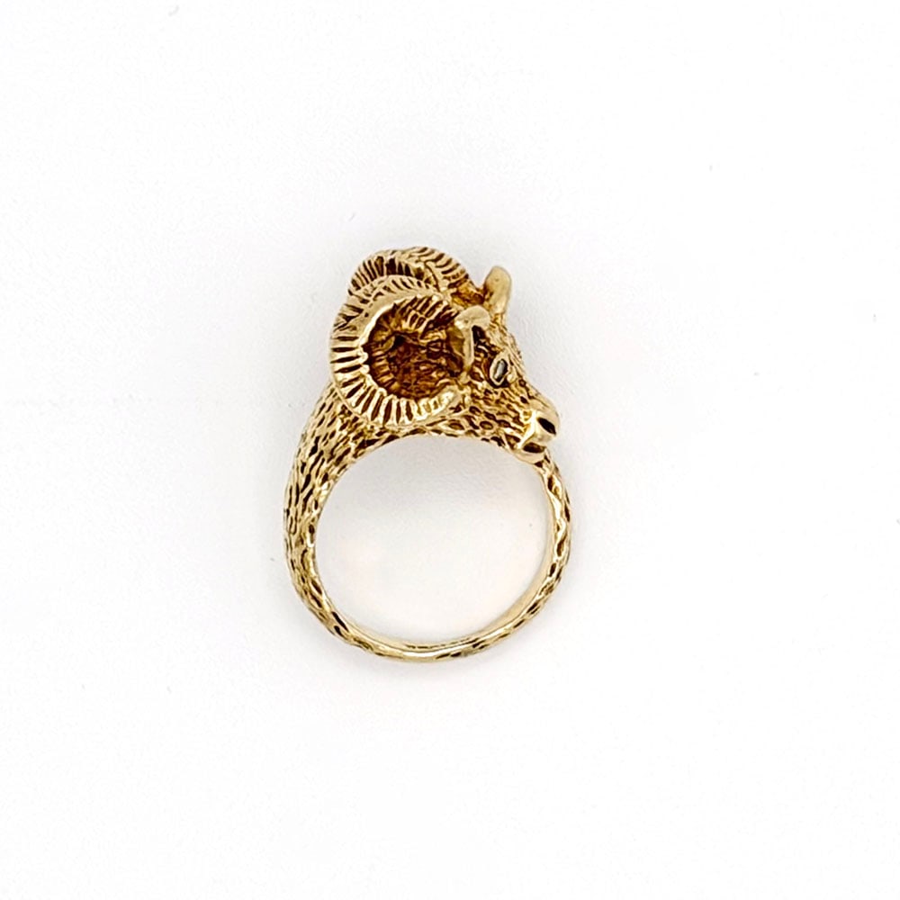14K Gold Rams Head Ring - 4