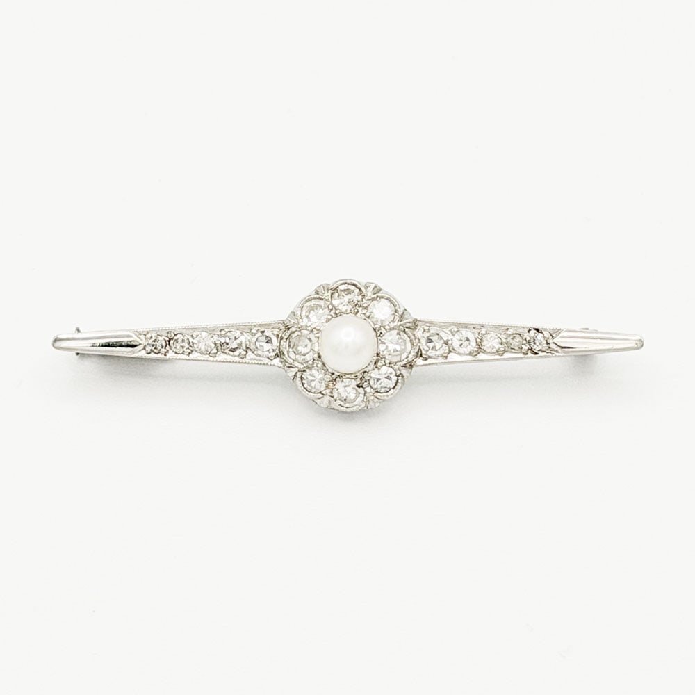 Art Deco Platinum Pearl and Diamond Pin (1 of 2)