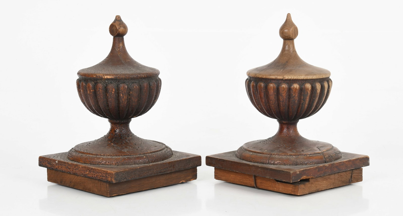 A Pair of Carved and Painted Oak Urn-Form Finials, 19th Century (1 of 8)